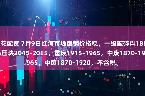 同花配资 7月9日红河市场废钢价格稳，一级破碎料1880-1920，钢筋压块2045-2085，重废1915-1965，中废1870-1920，不含税。