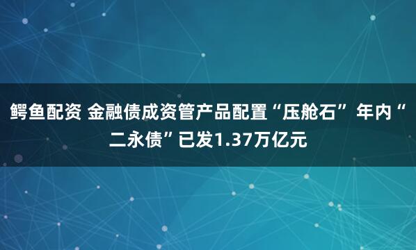 鳄鱼配资 金融债成资管产品配置“压舱石” 年内“二永债”已发1.37万亿元